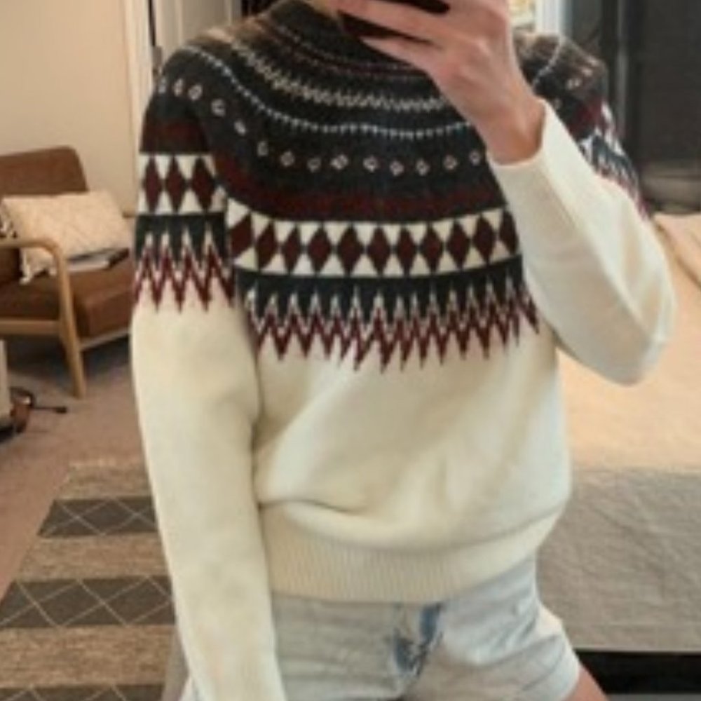 Multi color Fair Isle Argyle Pattern Knit Sweater - Picture 7 of 8